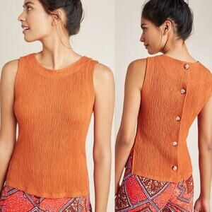 Anthropologie Montauk Tank Top Button Back Women's Small Burnt Orange Tank Top